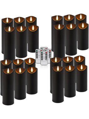 Set of 24 Realistic Flameless LED Candles with Remote, Timer & 3D Flame